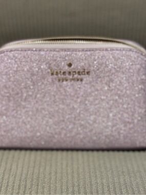 Kate Spade Glitter Cosmetic Pouch in light purple